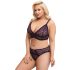Cottelli Plus Size - priesvitný vzorovaný podprsenkový set (fialový) - 2XL