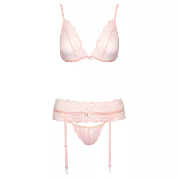 Kissable - dámska čipkovaná bielizeň set - ružová - L/XL