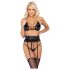 Kissable - bozkávatelný set s podprsenkou a pásom (čierna) - L/XL