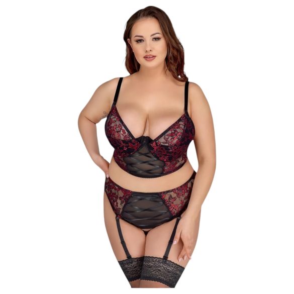 Cottelli Plus Size - podprsenkový set (červený) - 90C/XL