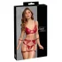 Cottelli Bondage - Lesklý set podprsenky a putá (červené) - L