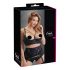 Cottelli Plus Size - pásikový, krúžkový zdvihák na prsia (čierny) - 95D