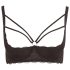 Cottelli Plus Size - pásikový, krúžkový zdvihák na prsia (čierny) - 95D