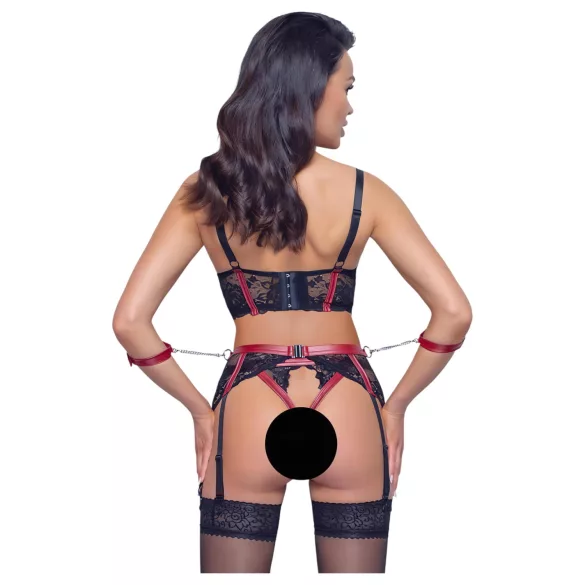 Cottelli Bondage - čipkovaná podprsenka set - matná červená