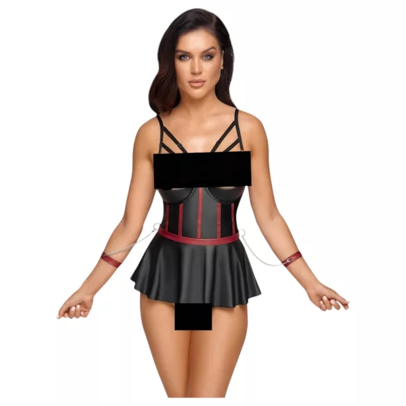 Cottelli Bondage - lesklá súprava s putami na ruky - čierna - 80B/M