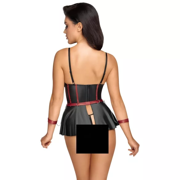 Cottelli Bondage - lesklá súprava s putami na ruky - čierna - 80B/M