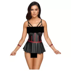   Cottelli Bondage - lesklá súprava s putami na ruky - čierna - 85B/L