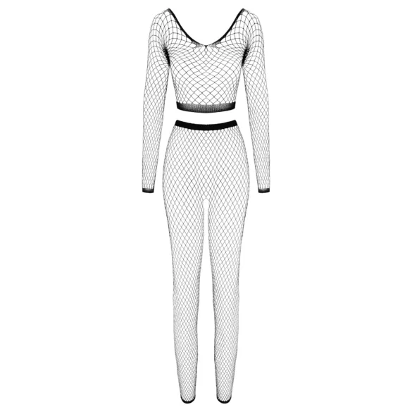 Cottelli - dámsky sieťovaný set s dlhým rukávom - čierny - S-L