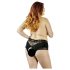 Cottelli Plus Size - čipkované perlové otvorené nohavičky (čierne) - XL