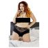Cottelli Plus Size - čipkované perlové otvorené nohavičky (čierne) - 2XL