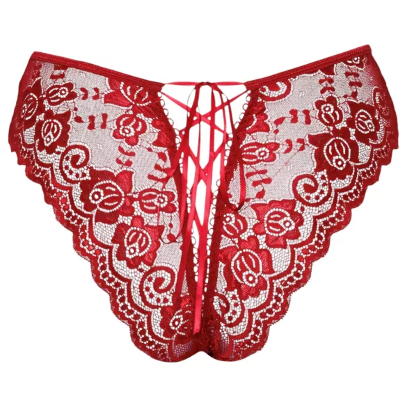 Cottelli - otvorené čipkované nohavičky - červené - XL