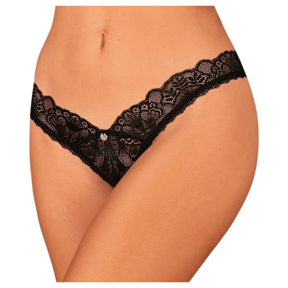 Obsessive Donna Dream - čipkovaná otvorená tangá (čierne) - M/L