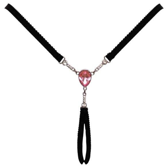 Cottelli - otvorené tangá s kamienkom - čierne (S-L)