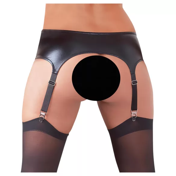 NO:XQSE - Podväzkový set - lesklý efekt - čierny - L