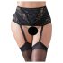 Cottelli Plus Size – čipkovaný korzetový podväzkový pás (čierny) - 4XL