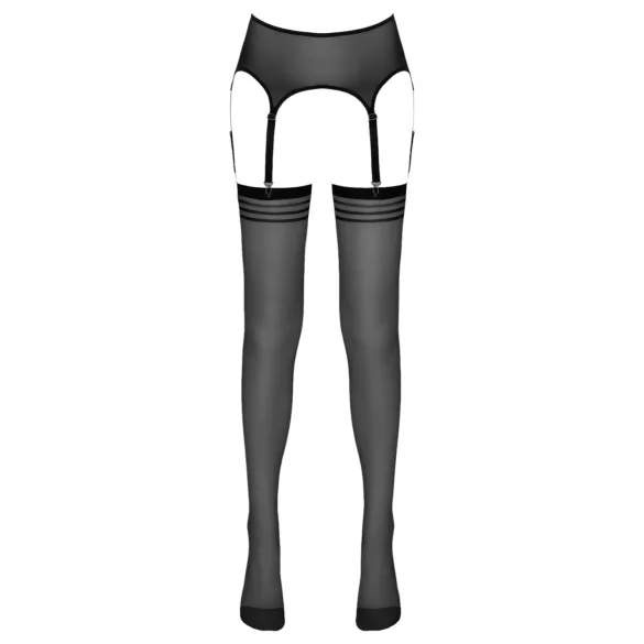 NO:XQSE - pančuchy s podväzkovým pásom - čierne - pruhované