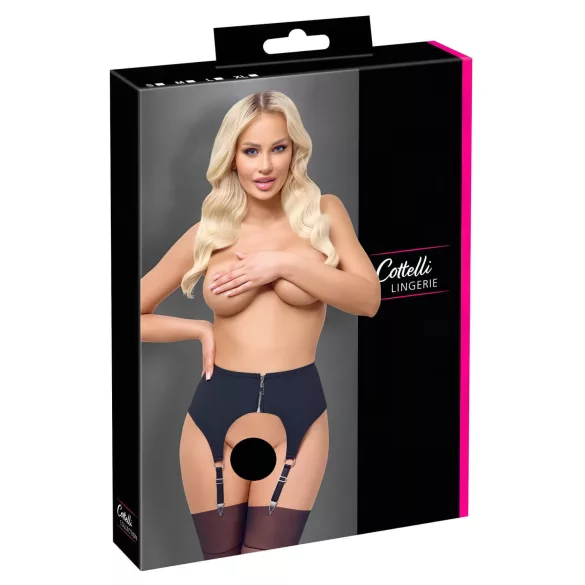 Cottelli - podväzkový pás - matný povrch - čierny - M