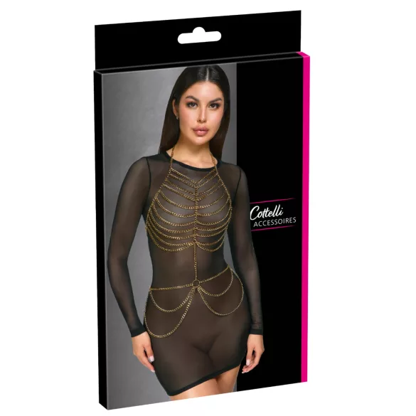 Cottelli - erotický body s reťazami - zlatá farba