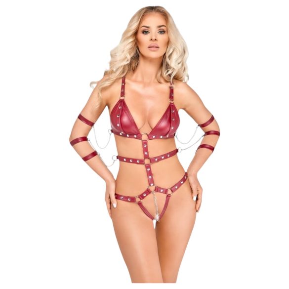 Bad Kitty - červené bondage body so cvokmi