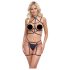 Cottelli - ozdobný body postroj a tangá (čierne) - (S-L)