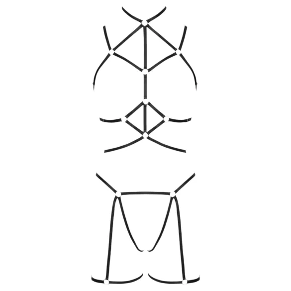 Cottelli - dámsky postroj a tangá - čierny - veľkosť S-L