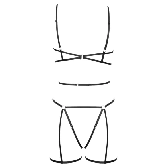 Cottelli - dámsky postroj a tangá - čierny - veľkosť S-L