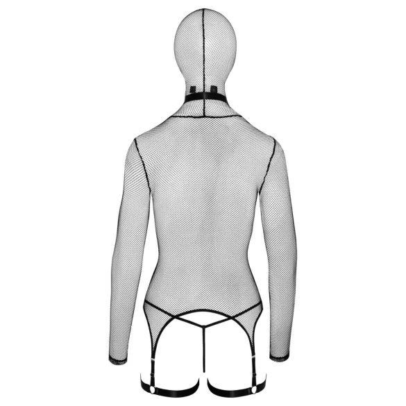 Bad Kitty - BDSM set s bičom - priesvitná sieťovina - čierna - L