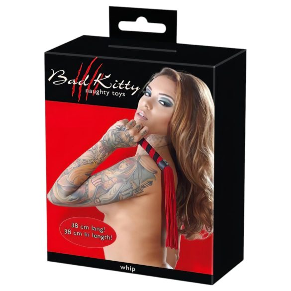 Bad Kitty - bičík na BDSM - velúrová koža - červený
