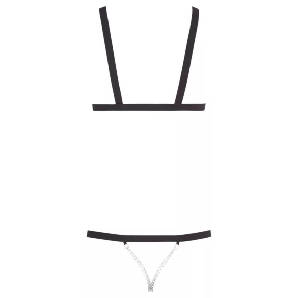 Bad Kitty - erotické body s remienkami a cvokmi - čierne (S-L)