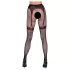 Cottelli Legwear - sieťované pančuchy s otvorom - čierne S-L
