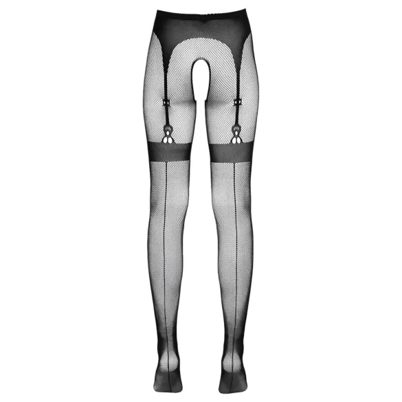 Cottelli Legwear - sieťované pančuchy s otvorom - čierne S-L