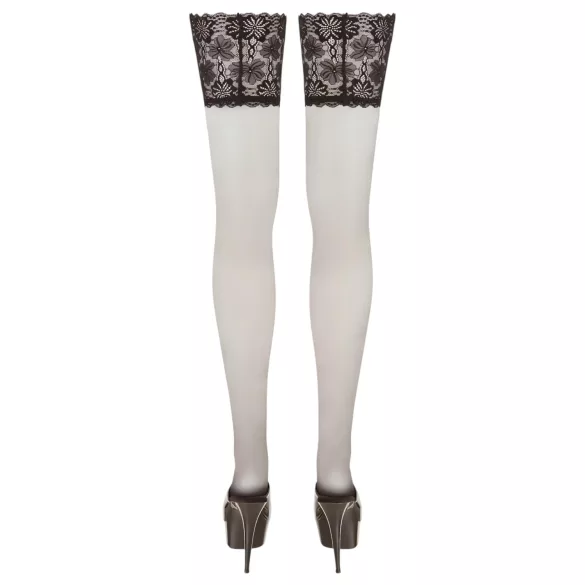 Cottelli Plus Size - samodržiace pančuchy 15 cm čipkované (čierne)