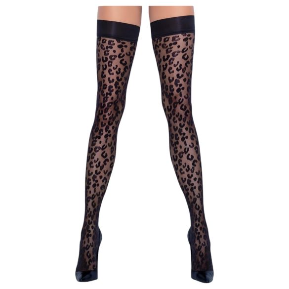 Cottelli Pančuchy - leopardí vzor nad kolená (čierne) - 5