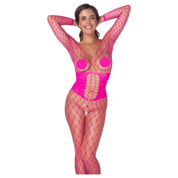 Cottelli - sieťovaný bodystocking (ružový) - S-L