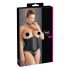 Cottelli Plus Size - saténový korzet (čierny) - 2XL