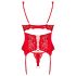 Obsessive Amor Cherris – set čipkovanej spodnej bielizne s podväzkom (červená) - L/XL