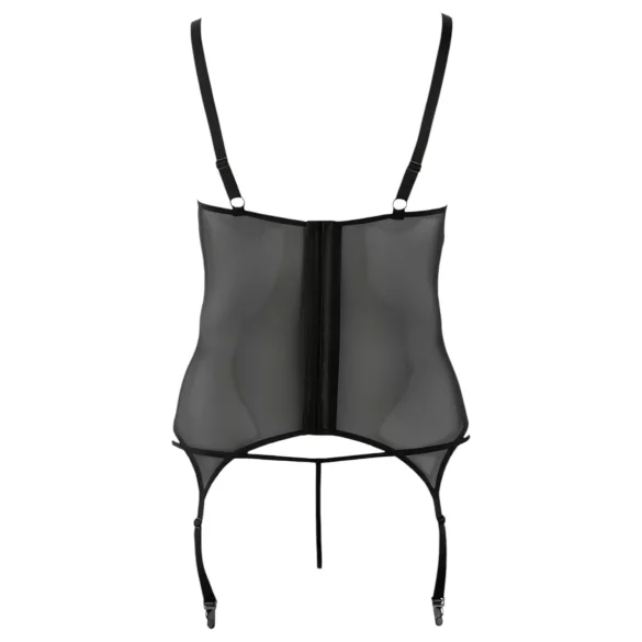 Cottelli - dámsky top pre plnšie tvary - čierny - kvetinový vzor