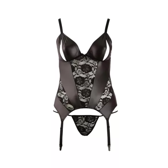 Cottelli - dámsky top pre plnšie tvary - čierny - kvetinový vzor - XXXL