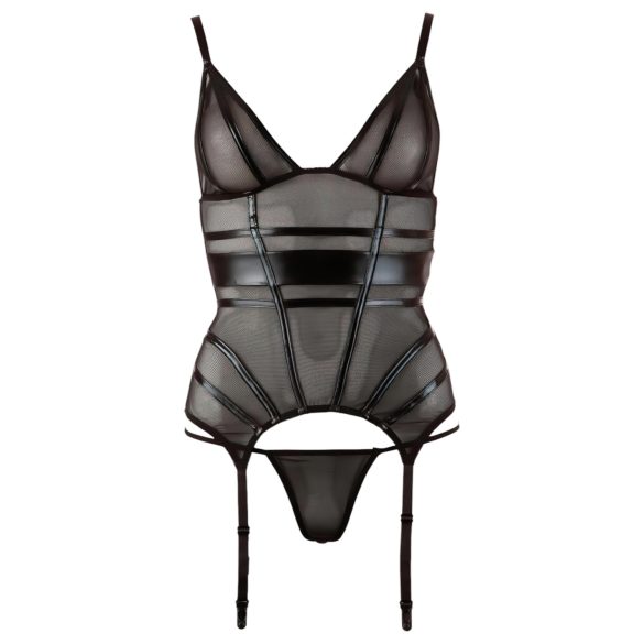 Cottelli - dámske priesvitné tričko - lesklé pruhy - čierne - L