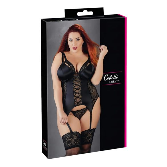 Cottelli Plus Size - variabilný podväzkový top (čierny) - 3XL