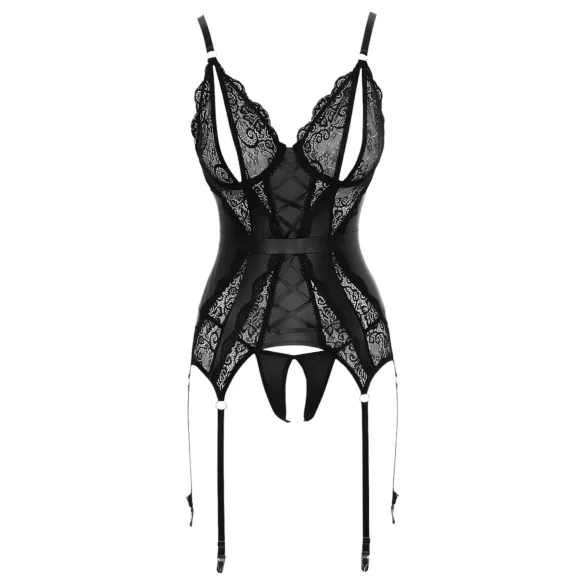 Cottelli - čipkovaný otvorený top a tanga - čierna - L