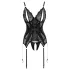 Cottelli - čipkovaný otvorený top a tanga - čierna - XL