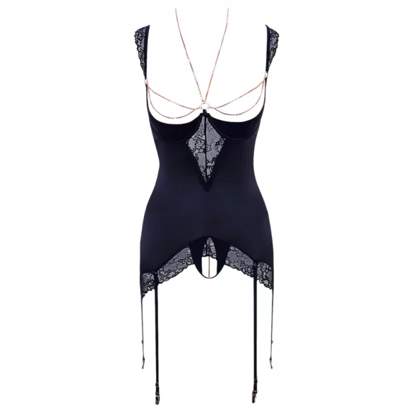 Abierta Fina - trblietavý reťazový top a tanga (čierna) - 85B/L