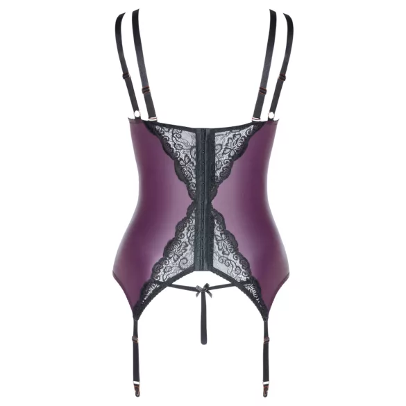 Cottelli Curves - čipkovaná, korzetová spodná bielizeň súprava (fialová)