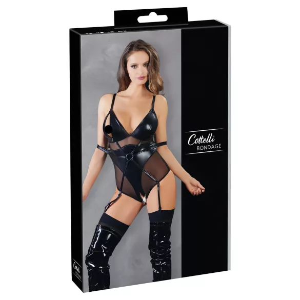 Cottelli Bondage - lesklé body s putami - čierne