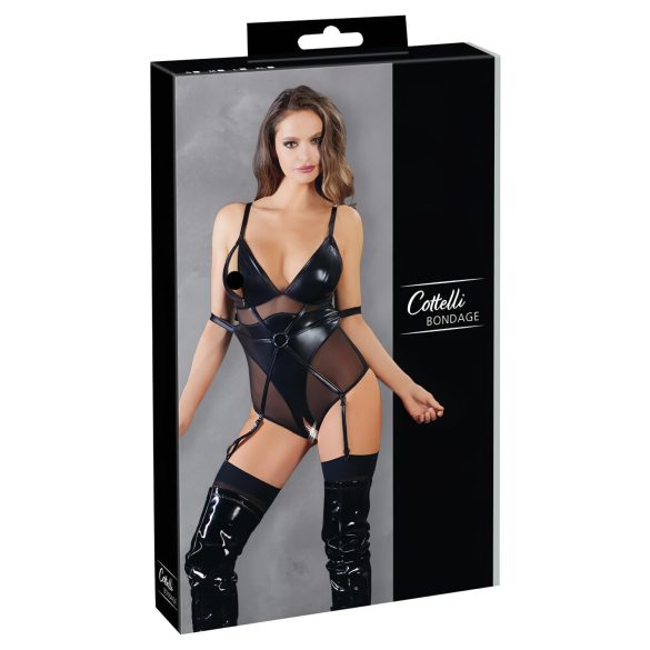 Cottelli Bondage - lesklé body s putami (čierne) - M