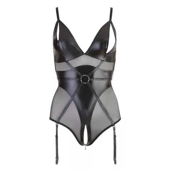 Cottelli Bondage - lesklé body s putami - čierne - XL