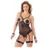 Cottelli Bondage - kovový krúžok body a putá na ruky (čierne) - XL