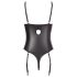 Abierta Fina - Iskrivé čipkované body s otvorom (čierne) - 80C/M