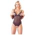 Cottelli - čipkované, perlové otvorené body (čierne) - M